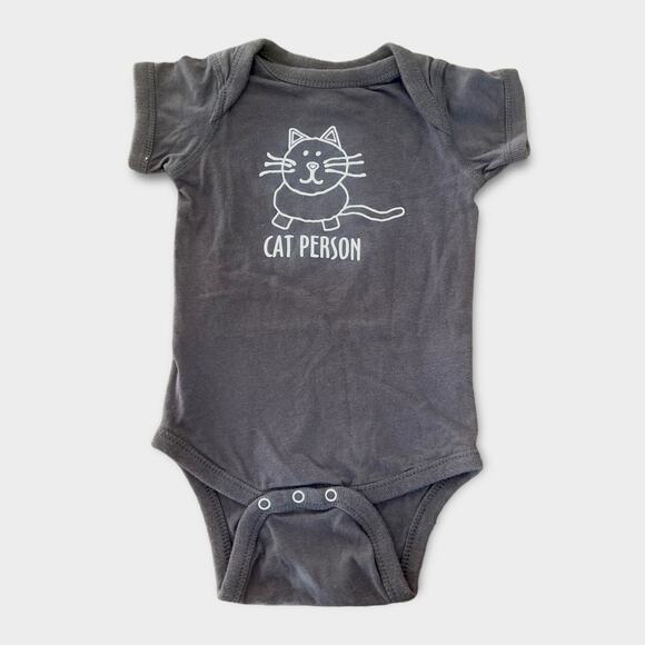 Unisex Infant Baby "Cat Person" Gray Short-Sleeve 1-pc 6mos Cute & Comfy - Picture 1 of 4